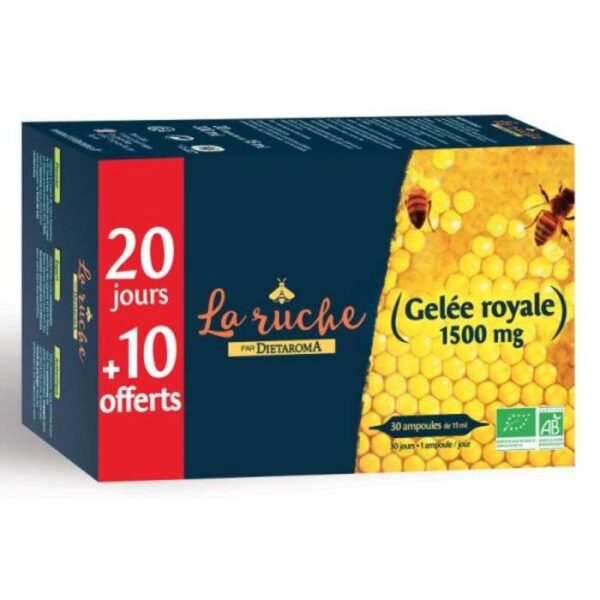 A-333.jpg DIETAROMA LA RUCHE GELEE ROYALE BIO 1500 MG 30 AMPOULES